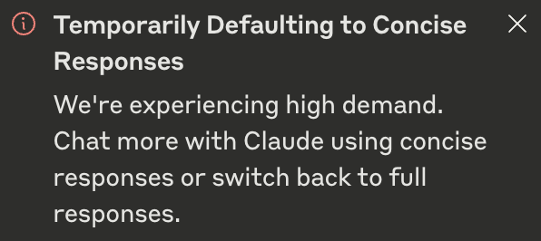 Claude switching to Concise responses