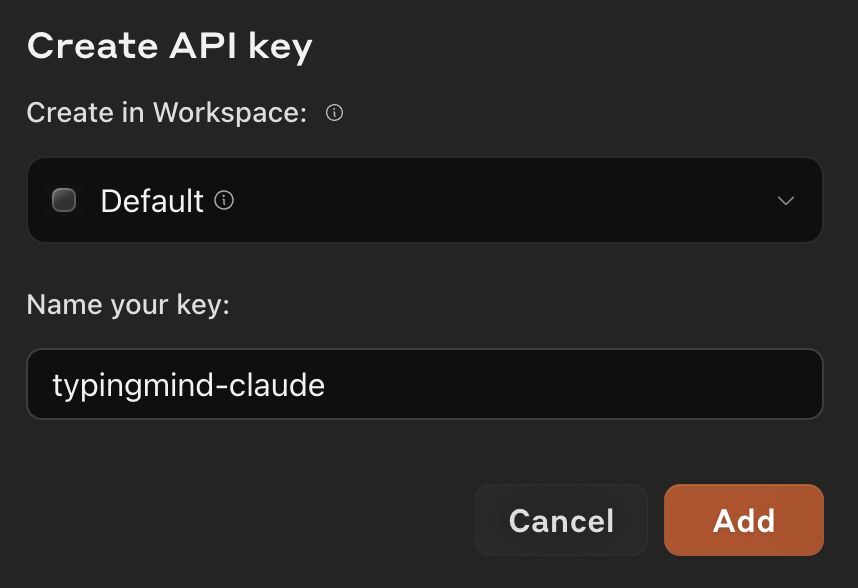 Creating an API key in the Anthropic console