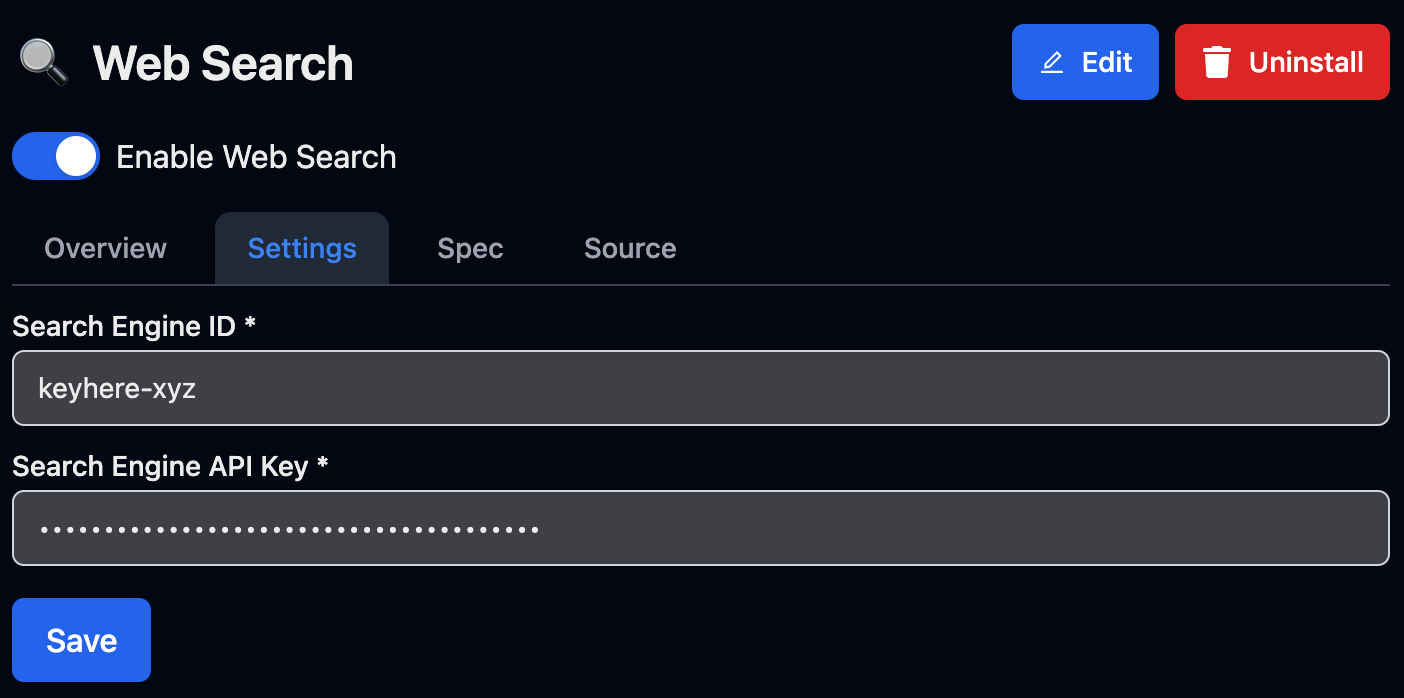 Enabling web search for Claude in Typing Mind