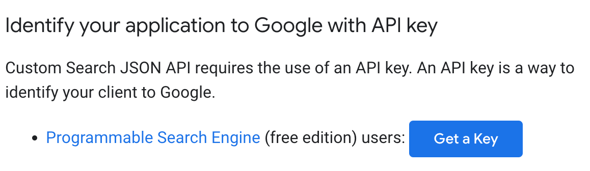 Get an API key for your programmable search engine