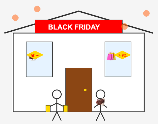 Claude's "cheerful" illustration of a Black Friday sale